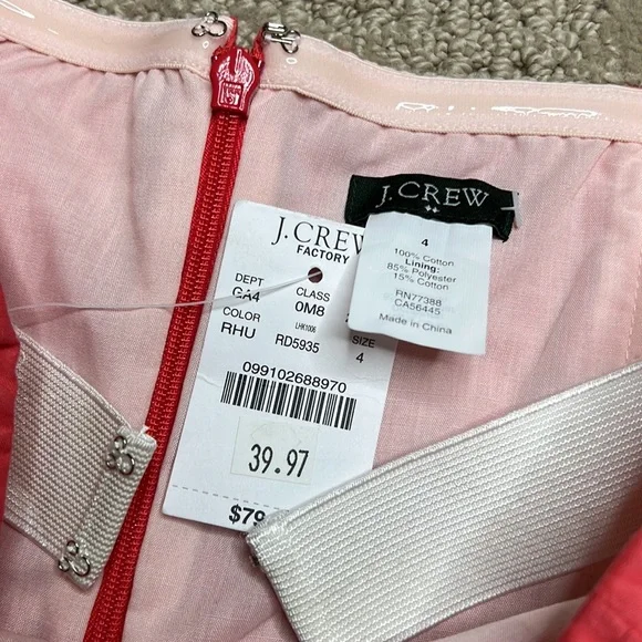 NWT J. Crew Factory (4) Lorelei coral strapless textured cotton dress - Picture 11 of 11